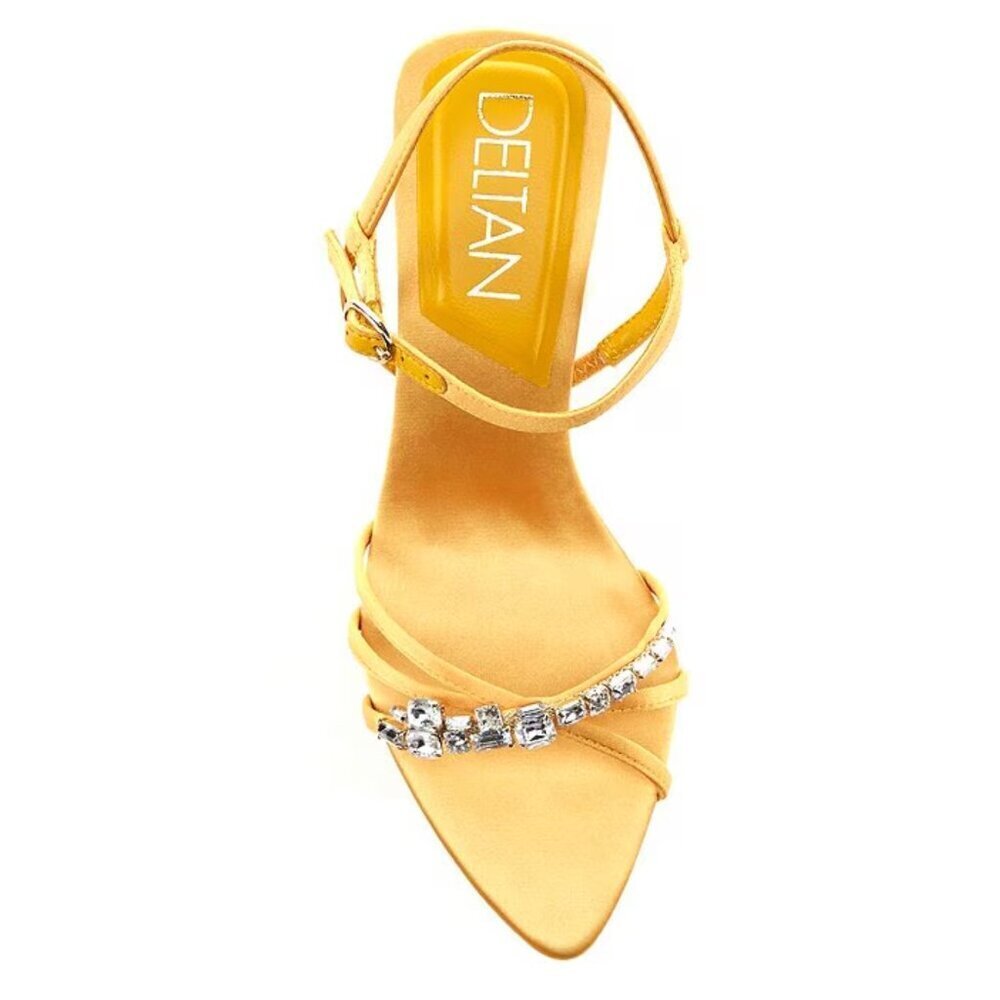 NEW Deltan Aria Satin Jewel Ornament Dress Sandals in Old Gold